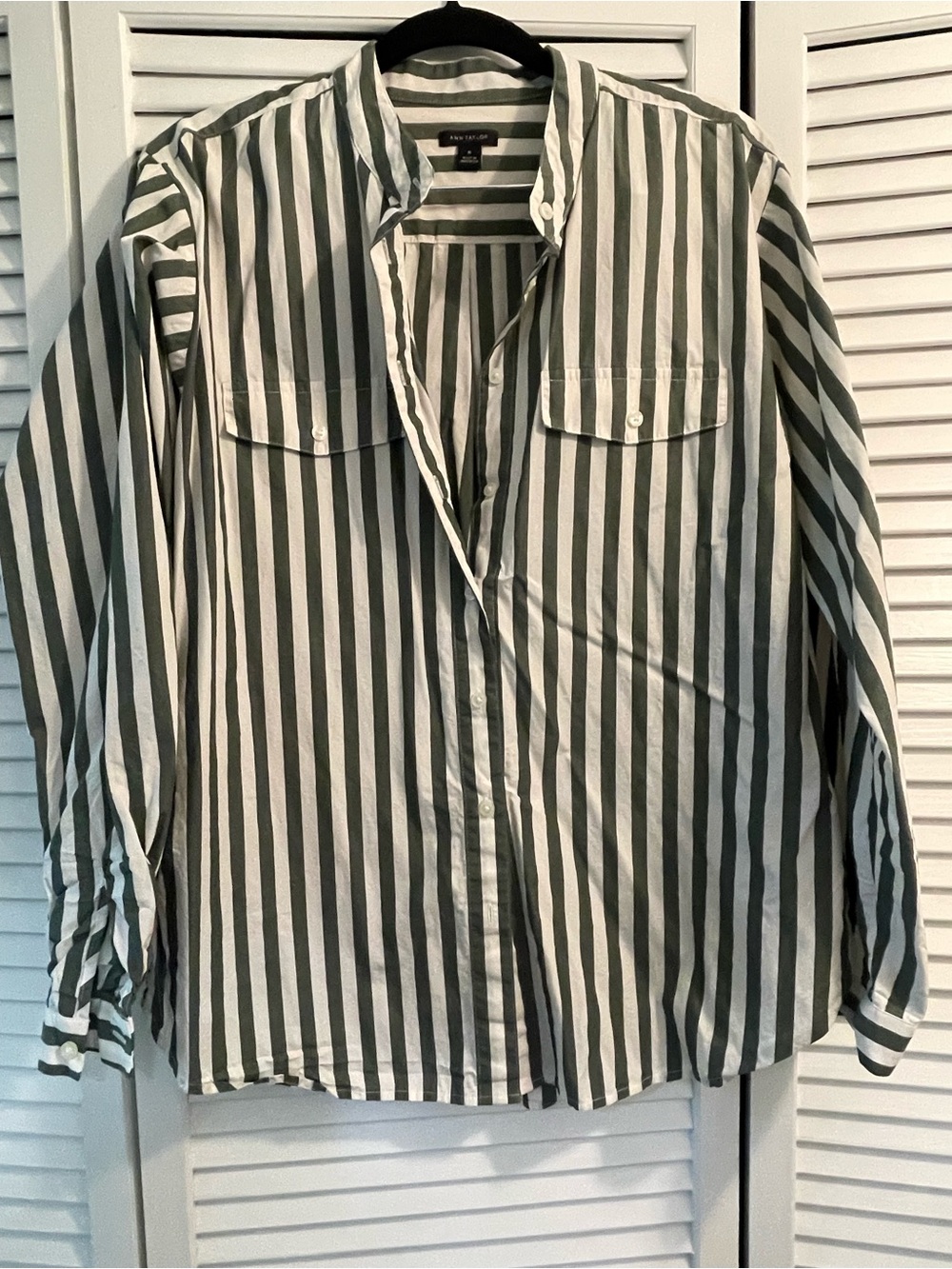Ann Taylor Striped Oversized Pocket Shirt